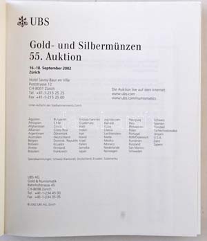 UBS - Gold and Silver Coins Auction 55 - ... 