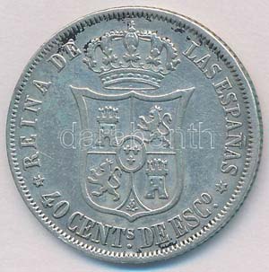 Spanyolország 1866. 40c Ag II. Izabella ... 