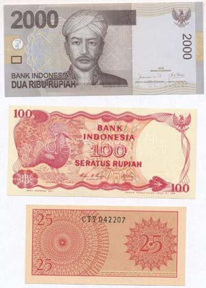 Indonézia 1964. 25s + 1984. 100R + 2009. ... 