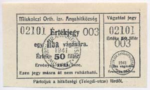 1941. Miskolczi Orthodox Izraelita ... 