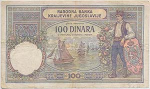 Jugoszlávia 1929. 100D ... 
