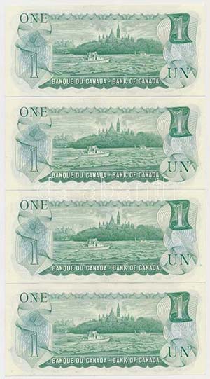 Kanada 1973. 1$ (4x) sorszámkövetők ... 