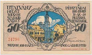 Sopron 1919. 50f városi ... 