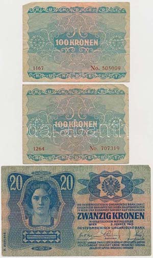 Vegyes 10db-os korona bankjegy tétel, ... 