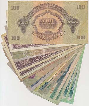 Vegyes 18db-os pengő-forint bankjegy tétel ... 