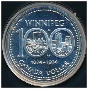 Kanada 1974. 1$ Ag 100 éves Winnipeg ... 