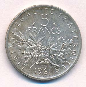 Franciaország 1961. 5Fr Ag T:1-,2 
France ... 