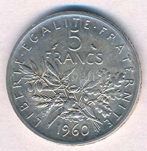 Franciaország 1960. 5Fr Ag T:2 
France ... 