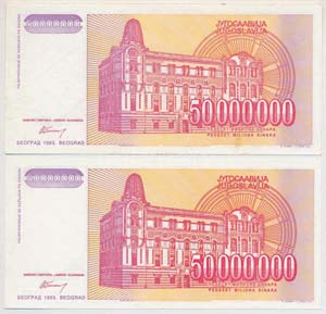 Jugoszlávia 1993. 50.000.000D (2x) AA és ... 