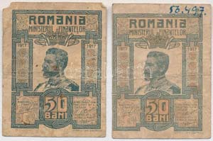 Románia 1917. 50b (2x) ... 
