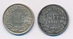 Svájc 1914. 1/2Fr Ag + 1938. 1/2Fr Ag ... 