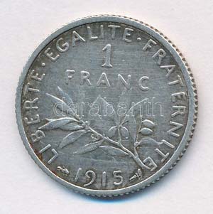 Franciaország 1915. 1Fr Ag T:2
France 1915. ... 