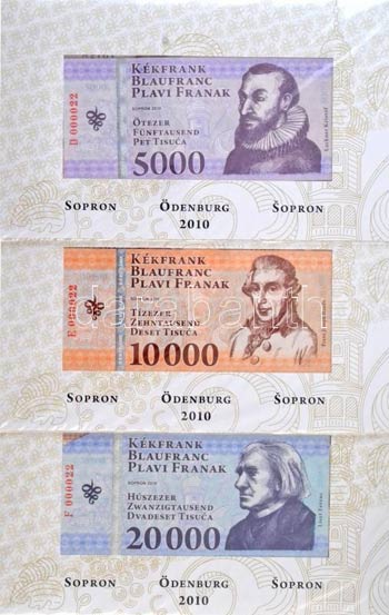 Sopron 2010. 500 Kékfrank + 1000 Kékfrank ... 