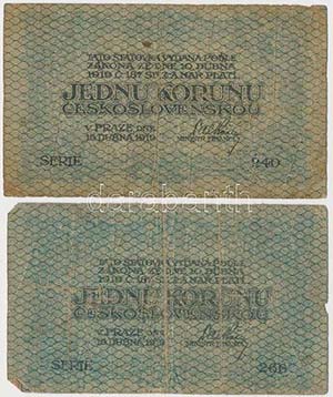 Csehszlovákia 1919. 1K (2x) T:III,III- ... 
