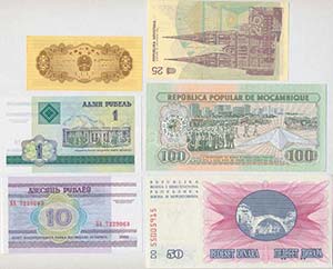 6db-os vegyes külföldi bankjegy tétel, ... 
