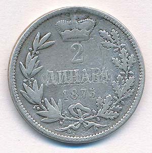 Szerbia 1875. 2D Ag I. Milán T:2-,3 ... 