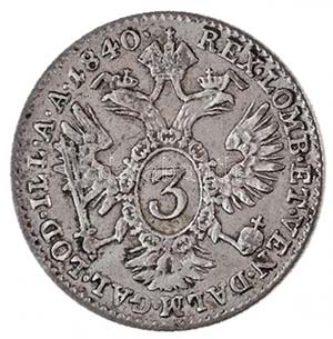 Ausztria 1840A 3kr Ag I. Ferdinánd (1,7g) ... 
