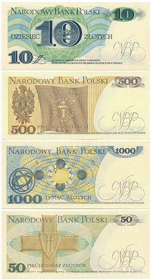 Lengyelország 1982. 10Zl + 500Zl + 1000Zl + ... 