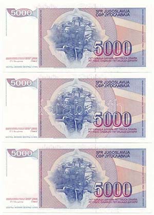 Jugoszlávia 1985. 5000D (3x) ... 