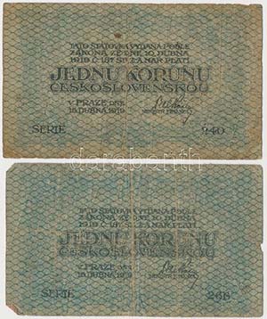 Csehszlovákia 1919. 1K (2x) T:III,III- ... 