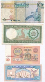 Vegyes 4db-os külföldi bankjegy tétel, ... 