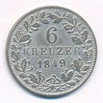 Német Államok / Württemberg 1849. 6kr Ag ... 