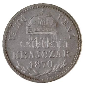 1870KB 10kr Ag Váltó Pénz rozettával, ... 