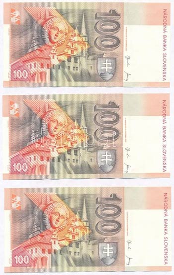 Szlovákia 2001. 100K (3x) sorszámkövető ... 