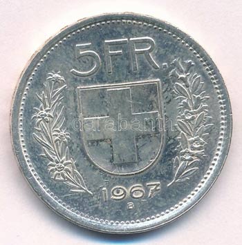 Svájc 1967B 5Fr Ag ... 