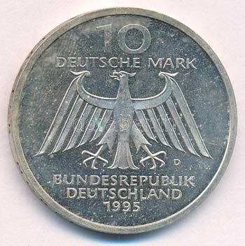 Németország 1995D 10M Ag 150 éve ... 