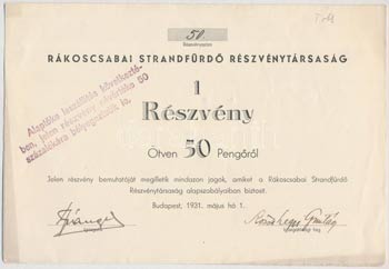 Budapest 1931. Rákoscsabai Strandfürdő ... 