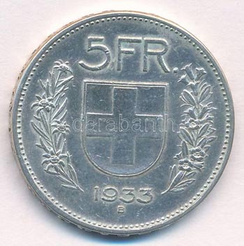 Svájc 1933B 5Fr Ag ... 