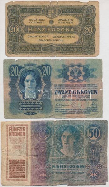 1913-1920. 10db-os vegyes magyar korona ... 