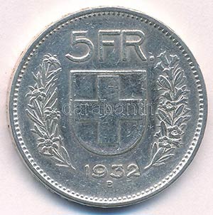 Svájc 1932B 5Fr Ag ... 