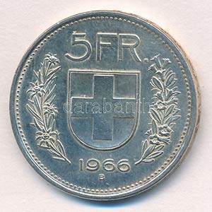 Svájc 1966B 5Fr Ag ... 