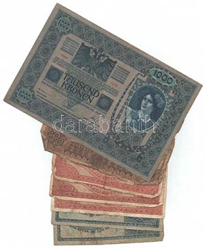 1902-1923. 10db-os vegyes korona bankjegy ... 
