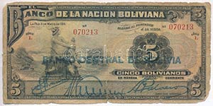 Bolívia 1929. 5B BANCO ... 