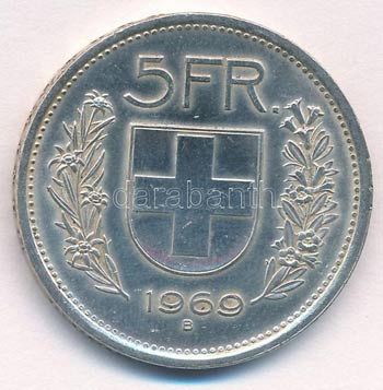 Svájc 1969B 5Fr Ag ... 