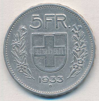 Svájc 1933B 5Fr Ag ... 