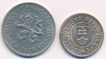 Csehszlovákia 1938. 5K Ni + Szlovákia ... 