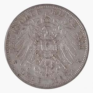 Német Államok / Wurttemberg 1911F 3M Ag ... 