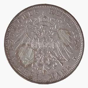Német Államok / Wurttemberg 1914F 3M Ag ... 