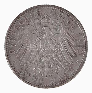 Német Államok / Bajorország 1908D 2M Ag ... 