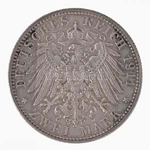 Német Államok / Bajorország 1911D 2M Ag ... 