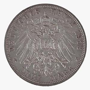 Német Államok / Szászország 1913E 3M Ag ... 