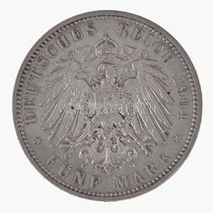 Német Államok / Szászország 1904E 5M Ag ... 