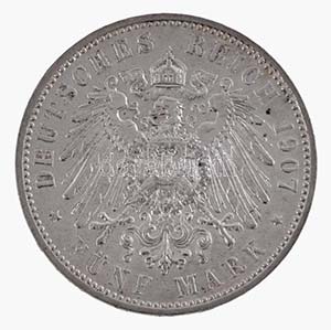Német Államok / Szászország 1907E 5M Ag ... 