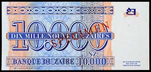 Zaire 1995. 10.000Z MINTA ... 