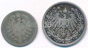 Német Birodalom 1875C 20pf Ag + 1907F 1/2M ... 