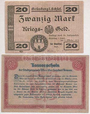 Ausztria / Bécs 1918. 100K szükségpénz + ... 